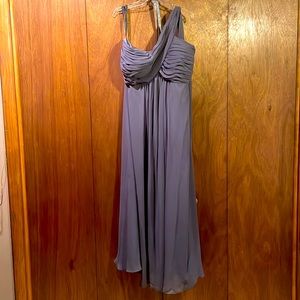 Bill Levkoff Grey Gown, with attached sash by shoulder.